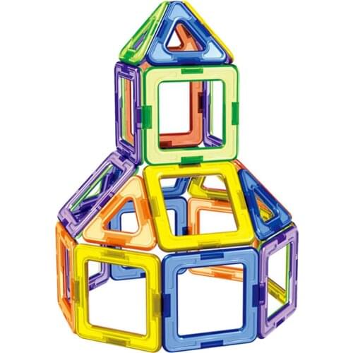 30pcs Magnetic Blocks Building Construction Toy Kid Building Stacking Triangle Square Pentagon Magnetic Block 3D Educational Toy