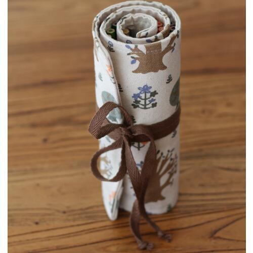 36/48/72 Holes Coffee tree Pencil Case School Roll Pouch Makeup Comestic Brush Pen Storage pecncil box Estuches School penalty