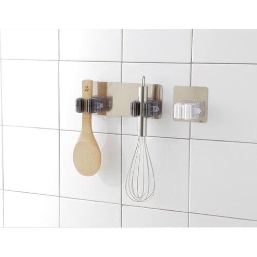 4@#multi Purpose Hooks Hook Brush Holder Mop Storage Organizer Broom Hangeradhesive Wall Mounted Rack Hanging Pipe Kitchen Tool