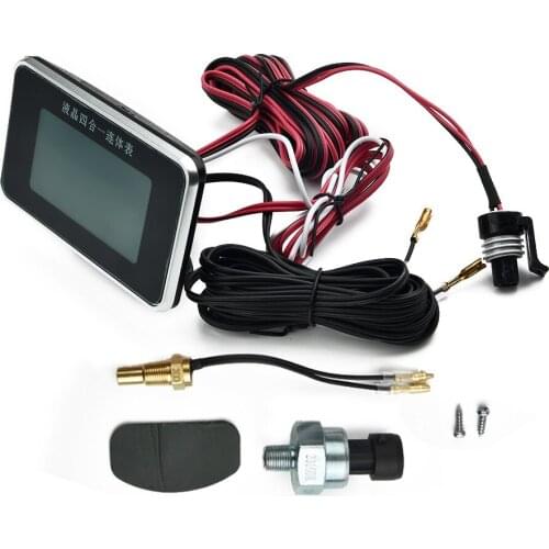 4 In 1 LCD Car Digital Oil Pressure Gauge Voltmeter Fuel Gauge Water Temp ALARM Water Temperature Sensor Volt Meter For Truck