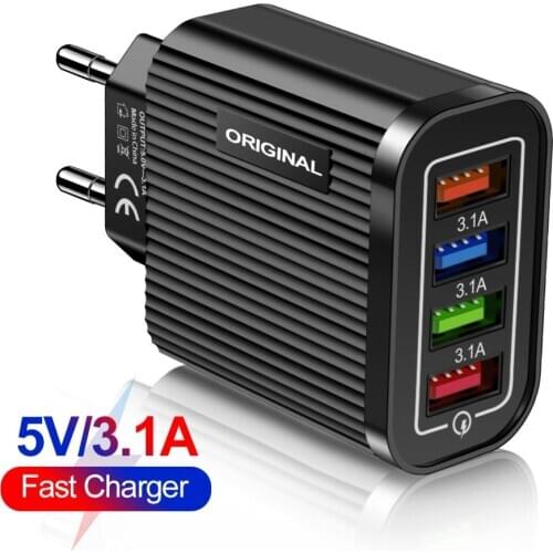 48W QC 3.0 4 USB Ports EU/US Plug Fast Charging Phone Quick Charger Adapter