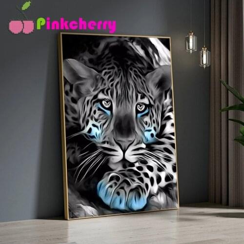 Leopard 5D Diy diamond painting Full square round diamond mosaic art animal Jaguar diamond embroidery gift home nordic k1657