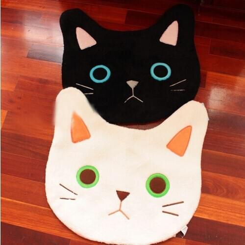 66x60cm soft cartoon Black /white cat plush rug mat doormat carpet toilet anti slip mat pad home decor pet rug