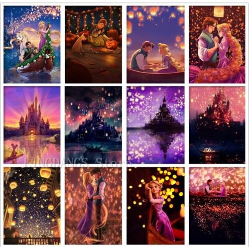 5D DIY Diamond Painting Disney Princess Enchanted Rapunzel Cartoon Movie Diamond Mosaic Embroidery Cross Stitch Home Decor Gift