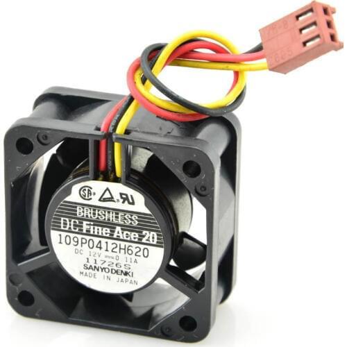 Free Shipping For Sanyo 109P0412H620 DC 12V 0.11A 3-wire 3-pin connector 40mm, 40x40x20mm Server Square fan