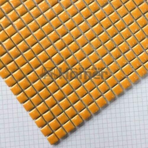 Shipping free! glazed ceramic mini size in 12x12" sheet, orange yellow ceramic bathroom shower mosaic