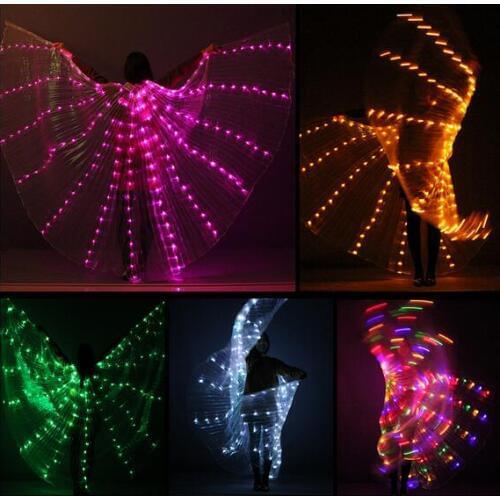 Free shipping Colorful Womens Belly Dance Costume Angle LED Isis Wings No Stick White Red Rose Green Yellow christmas gifts