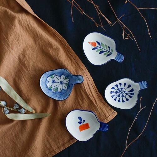 Japanese style handmade dish saucer home and wind creative vinegar dish ceramic flavour condiment wasabi small plate 4pcs/set