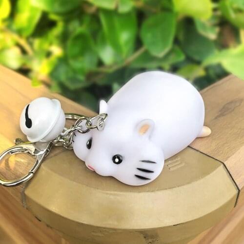 Year of the Mouse Lucky Rat Key Chain for Women Squeeze Making sounds Spoof Tricky Stress Relief Keyring Gift Trinket Charms