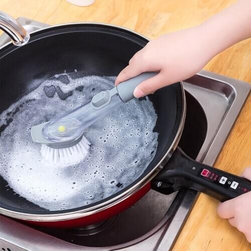 Household Cleaning Brush Multifunction Cleaning Brush With Replaceable Brush Head Dishwashing Brush With Detergent For Kitchen