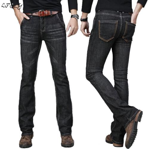 Jeans Men Autumn and Winter Mens Big Flared Jeans Boot Cut Leg Flared Loose Fit High Waist Male Designer Classic Denim Jeans