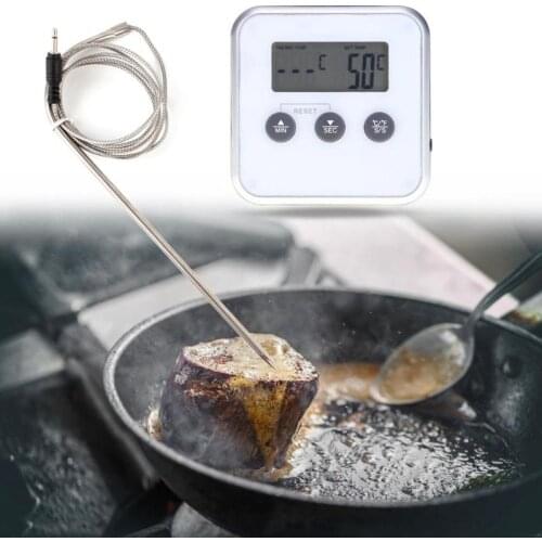 Electronic Thermometer Timer Food Meat Digital BBQ Thermometer Meter Gauge With Probe Kitchen Tool Household Measuring Tool