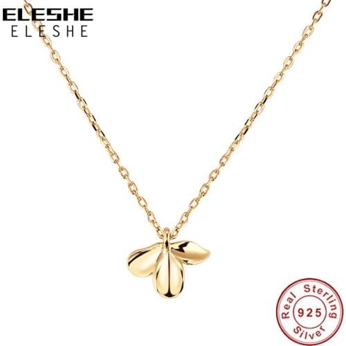 ELESHE Spring Flower 925 Sterling Silver Chain Necklaces with 18K Gold Plated Jasmine Pendant Necklace for Women Simple Jewelry