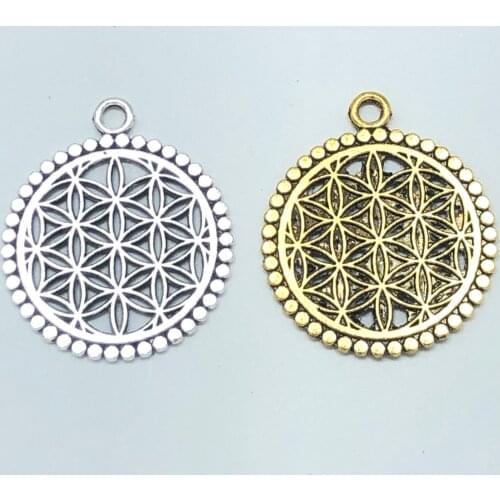 JunKang 10pcs 25*30mm Turkey popular round flower pendant tag DIY handmade bracelet necklace connection accessorie