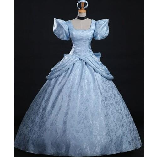Movie Cinderella Cosplay Costume Adult Women Party Dance Princess Dress Fantasy Carnival Christmas Ball Gown For Girls