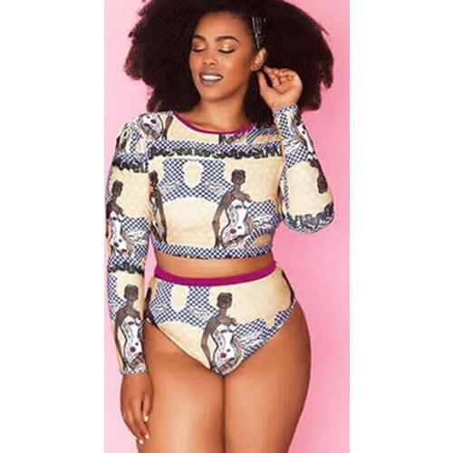 Bikini Suit Printed Sexy High Waist Big Size Bikini Fashion Conservative Tight-Fitting Sports Beach Multicolor Female Swimsuit
