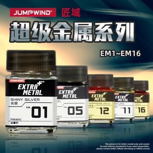18ml JUMPWIND EXTRA METAL Metallic Color Paint EM01-EM16 Colors Painting For Assembly Model