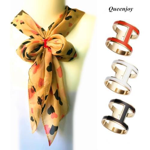 Fashion Women Top Quality Brass Letters H Colored Enamel Brooches /Shawl Scarves accessories/Scarf Buckle Ring Clips