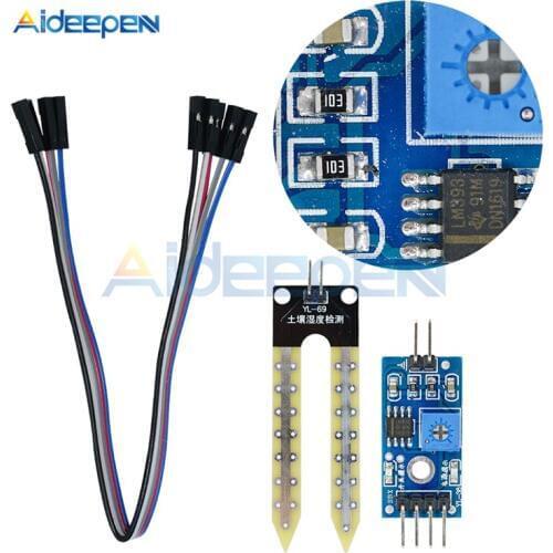 DC 3.3V 5V Soil Moisture Hygrometer Detection Humidity Sensor Module With Dupont Cable For Arduino Development Board Smart Car
