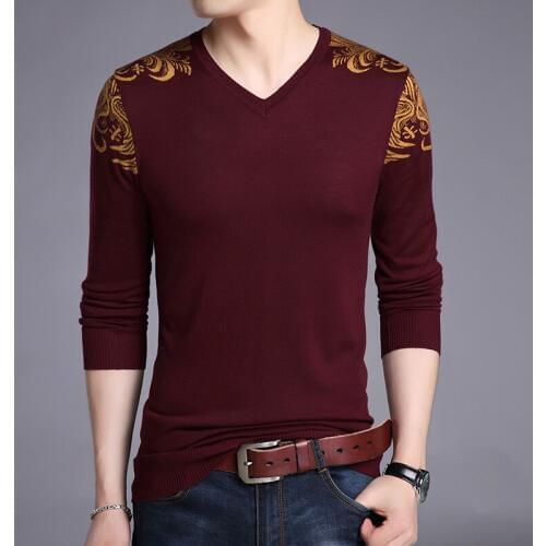 New Arrival 2018 Autumn & Spring Male Thin Sweater Mens V-Neck Striped Slim Fit Knitting Sweaters Pullovers