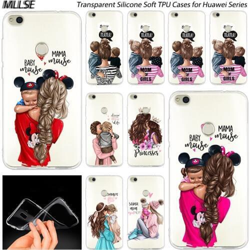 Baby Mom girl boy Transparent Background Soft Case for Huawei NOVA 3 3i 4 Honor 7A Pro 7S 6X 7X 8X 8 9 10 Lite Play View 20