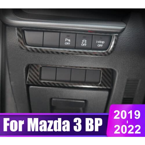 For Mazda 3 Alexa 2019 2020 Stainless Steel Carbon fiber Car Headlight Adjustment button Trim Stickers Cover Auto Accessories