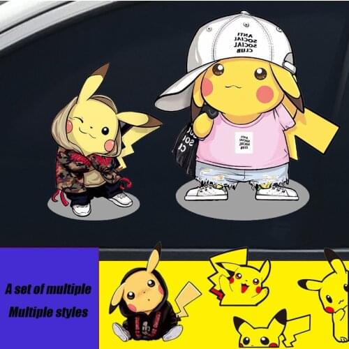 Pokemon Pikachu Car Sticker Toys Cute Cartoon Anime Funny Stickers Pokemons Waterproof Sunscreen Plastic Stickers Accessories