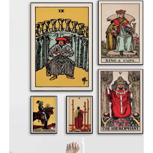 Nordic Abstract Couple Tarot Wall Art Picture Canvas Painting Sun Queen Priestess Poster Print Modern Living Room Home Decor