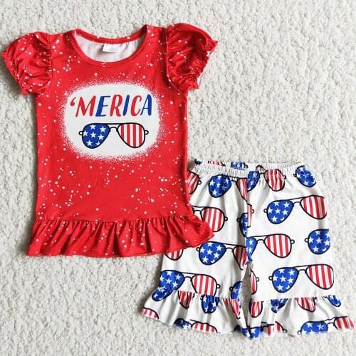 New Design Toddler Baby Girls Clothes Kids Summer Clothing Boys Boutique Outfits July 4 Wholesale Children Clothing Boys Clothes