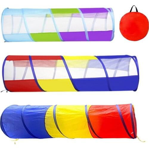Portable Kids Tunnel Tents Three Color Indoor Kids Play House Tent Folding Outdoor Tube Crawling Game To The Tent Tunnel Toys