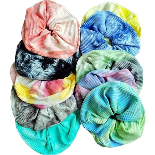 Tie-dyed Hair Scrunchies Oversized Knitting Striped Ponytail Colorful Soft Hair Gums Retro Hair Band Personal Hair Accessories