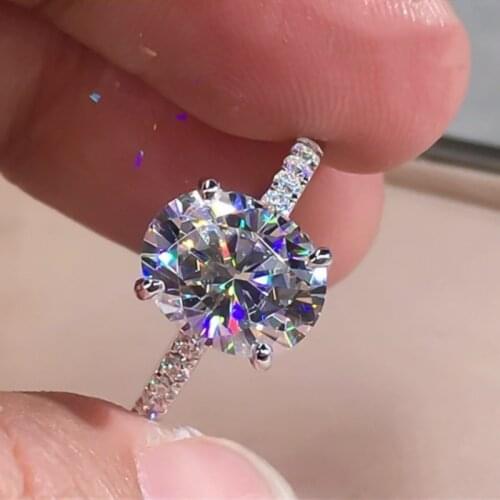 Luxury Female Crystal Stone Thin Ring Classic Silver Color Wedding Rings For Women Dainty White Oval Zircon Engagement Ring