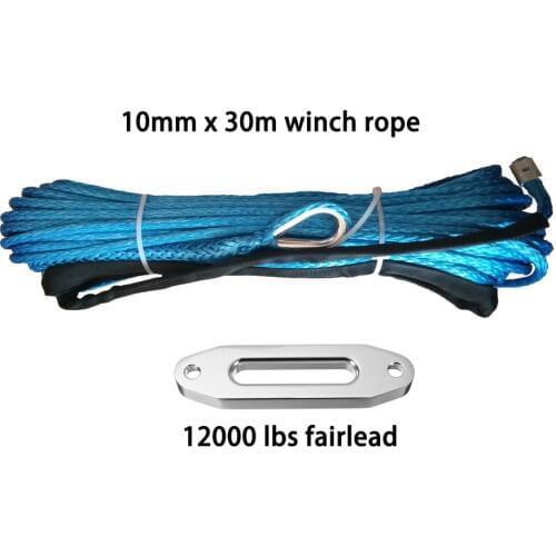 Good Quality Blue Grey Orange 10mm*30m Synthetic Winch Rope With 12000lbs Fairlead,Off Road Rope,Boat Winch Rope,ATV Winch Line