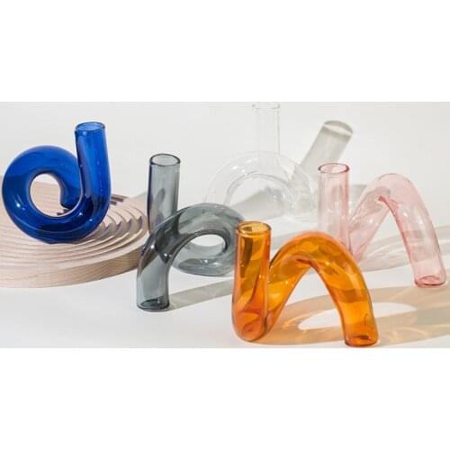 Glass Candle Holder for Table Centerpiece Decorative Candlestick Holder Modern Candle Holders Decor for Wedding Flower Vase