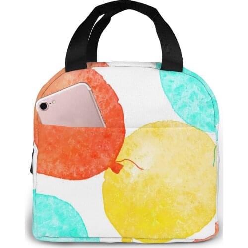 Lunch Bag Colorful Watercolor Balloons Thermal Insulated Lunch Box Tote Cooler Bag Bento Pouch Lunch Container Food Storage Bag