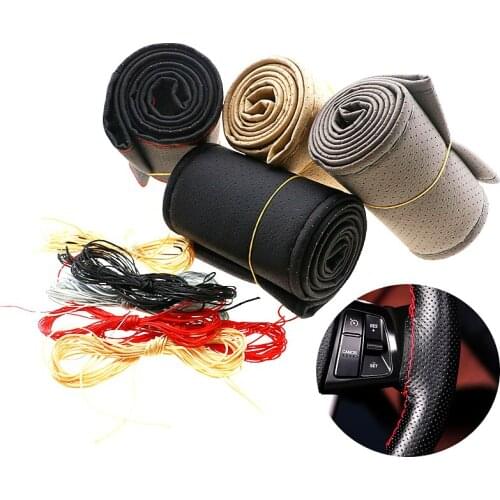 Artificial Leather Car Steering Wheel Woven Cover Sewing Kit for Mercedes-Benz all class A B C E S G M ML CL CLK CLS GL GLK