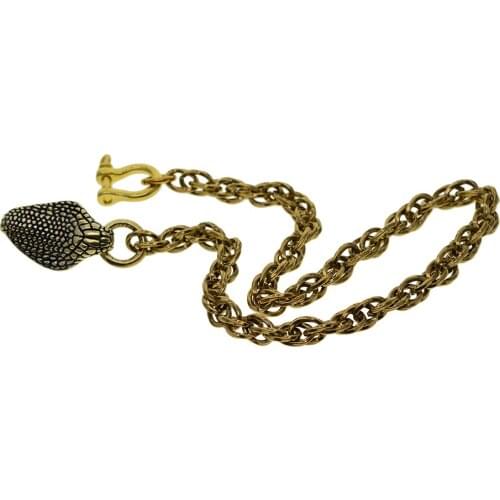 Fine brass wallet jean trousers twist Italian snake chain D screw shackle connector Gothic Cobra snake head hook clasp FOB EDC