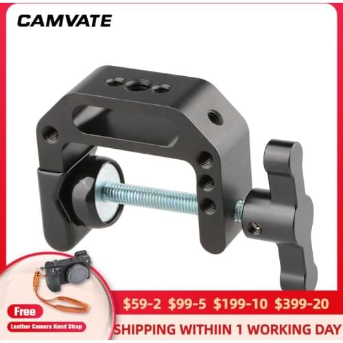 CAMVATE Aluminum Universal C-clamp Support Clamp With T-handle & 1/4"&3/8" Thread for Camera Monitor Photography Accessories999