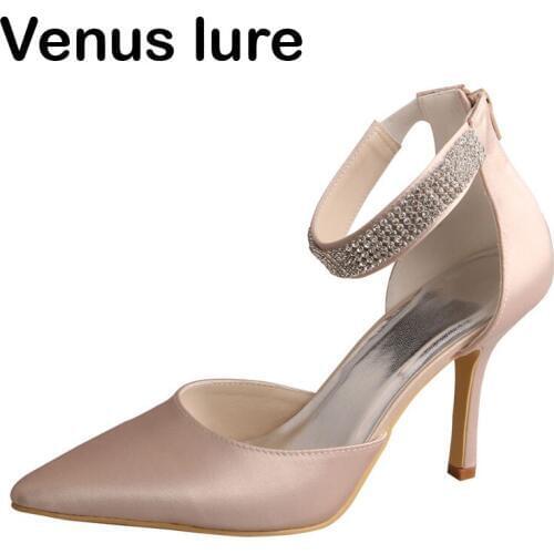 Venus lure Pointed Toe Sexy Nude Evening Court Shoes Wedding Thin Heel with Zipper