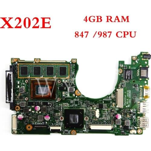 X202E 4GB RAM /987/847CPU mainboard REV2.0 For ASUS S200 S200E X202 X202E X201EP X201EV X201E laptop motherboard Tested Working