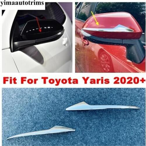 Rearview Mirror Rubbing Protective Strip Decoration Cover Trim ABS Chrome Exterior Refit Kit For Toyota Yaris 2020 2021