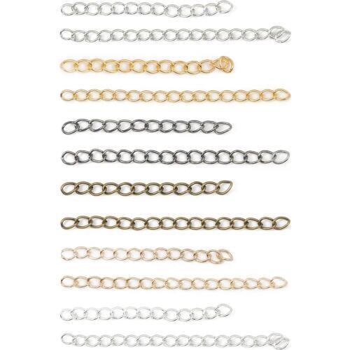 50pcs Necklace Bracelet Extension Chain Fit Lobster Clasps Copper Covered Steel Connectors Chain DIY Craft Jewelry Making