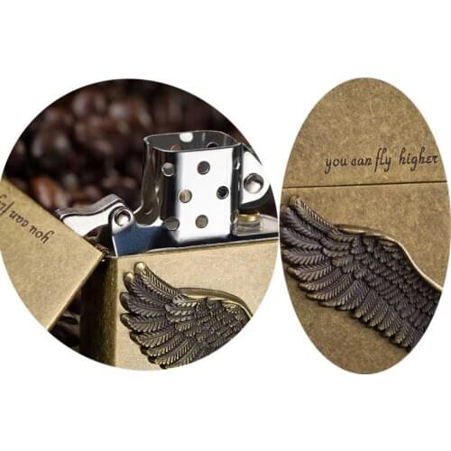 Lighter Windproof Creative Custom Wings Fly Higher Personalized Kerosene Lighter Male Valentines Day Gift