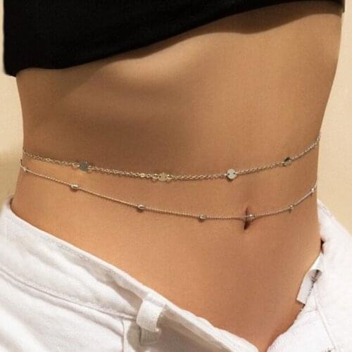 Fashion Sexy Vintage Aesthetic Belly Chain Thin Beads Link Body Chain Waist Chain Belt Streetwear Summer Women Body Jewelry Gift
