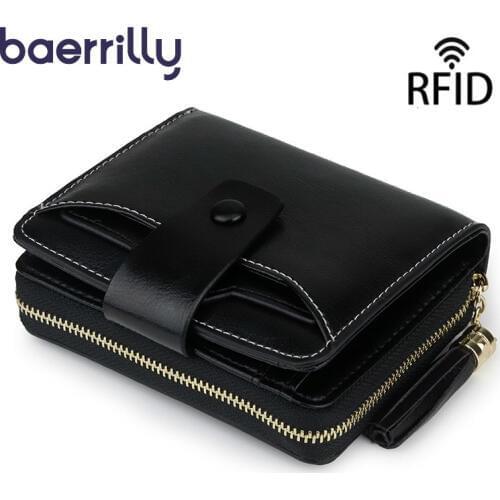 Rfid Ladies Short Purses Genuine Leather Women Clutch Bag Small Purses And Handbags Women Wallet Card Holder Coin Purse Girl