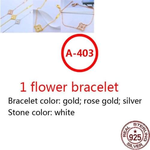 A403 S925 sterling silver bracelet high-end fashion romantic four-leaf clover bracelet inlaid stone jewelry fashion wild jewelry