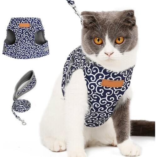 Cat Vest Harness Leash Set Kitten Puppy Dogs Harness Leads Breathable Pet Jacket Clothes for Small Dogs Collar Cat Chihuahua