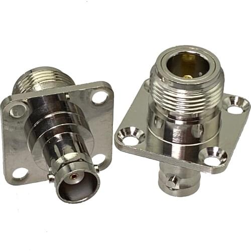 1pcs Adapter N female jack to BNC female jack 4-Holes Flange straight RF COAXIAL Connector Wire Terminal