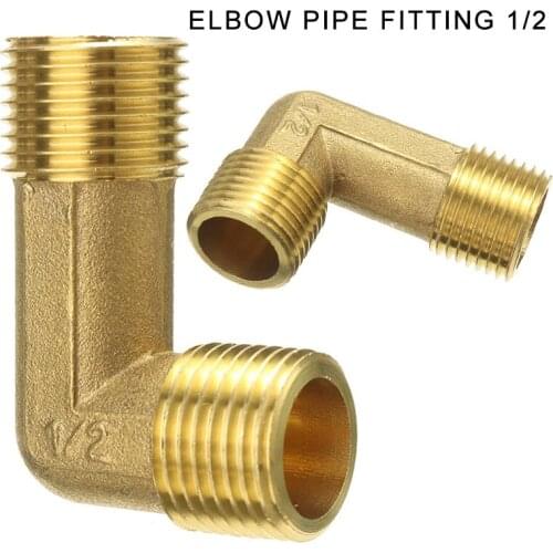 1pc Brass Elbow Pipe Fitting 90 Degree 1/2 PT Male x 1/2 PT Male Connector Pipes Suitable for Air Water Fuel Oil