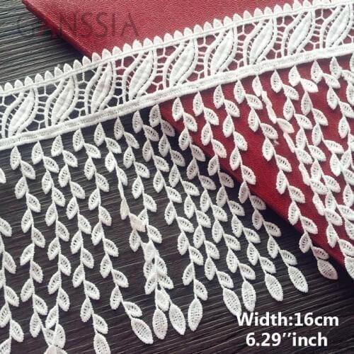 1yard Width:16cm Exquisite Leaf Shape Design Tasse Lace Water-soluble Embroidery Laces Sewing Garment (ss-367)